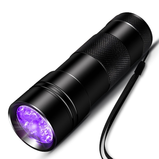 UV-taskulamppu 12 LEDillä 395 nm musta
