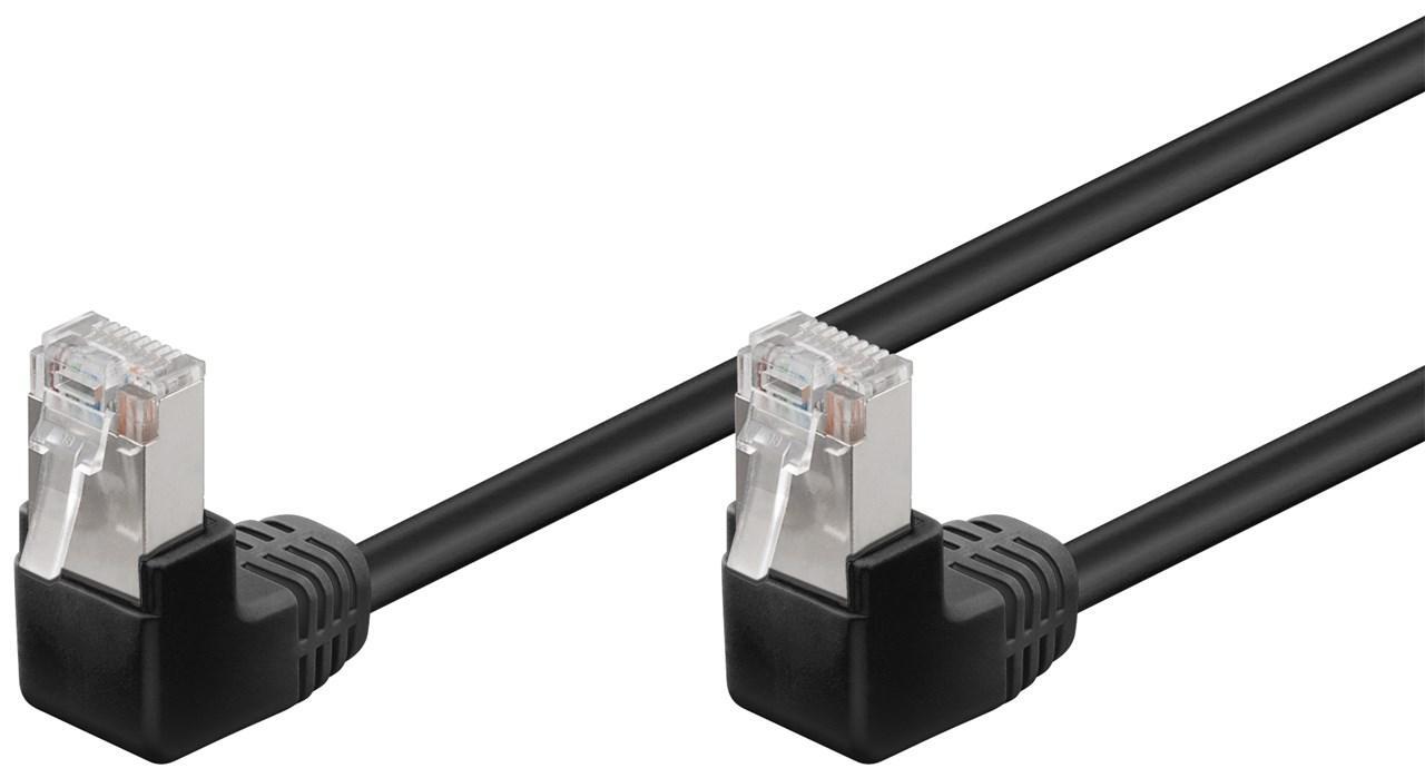 Goobay CAT 5e patchable 2x 90° kulmassa, F/UTP, musta