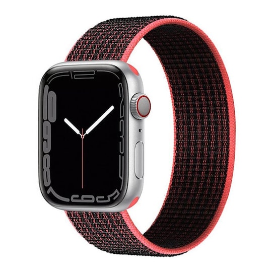 Nylonrannekoru Apple Watch 7 (45 mm) - Musta/punainen