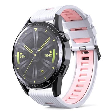 Twin RIB Rannekoru Huawei Watch GT3 (46mm) - Valkoinen/vaaleanpunainen