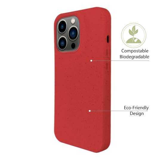 Ympäristöystävällinen Aitoa nahkaa iPhone 13 Pro Kotelo - Red