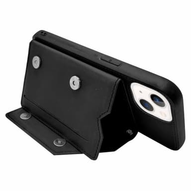 Vegaaninen nahkainen iPhone 13 -lompakkokotelo - musta