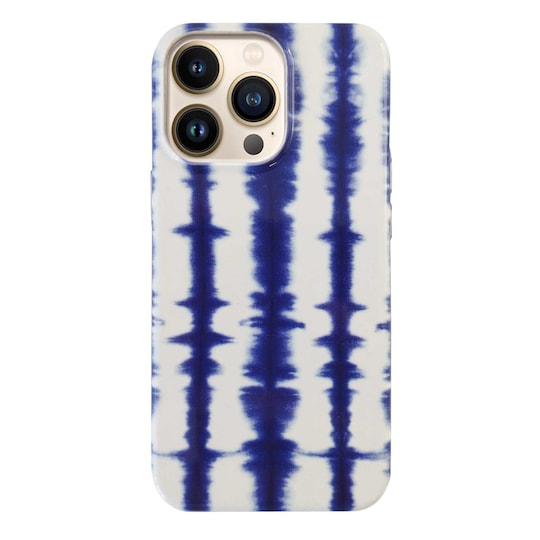 Ympäristöystävällinen painettu iPhone 13 Pro Kotelo - Striped Blue Tie Dye