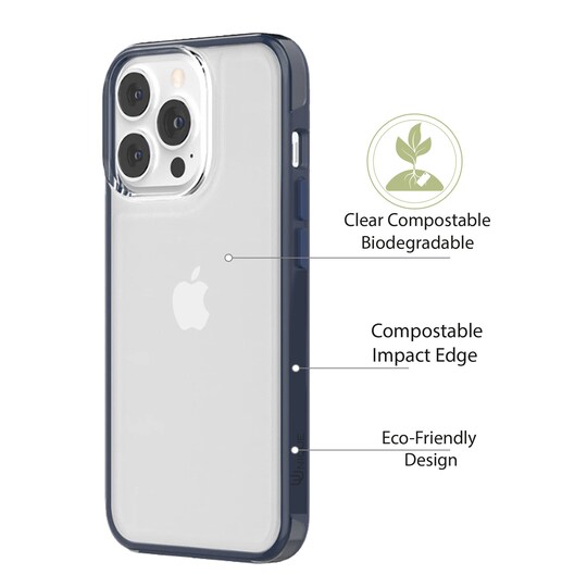 Ympäristöystävällinen Aitoa nahkaa iPhone 13 Pro Max Kotelo - Clear/Blue