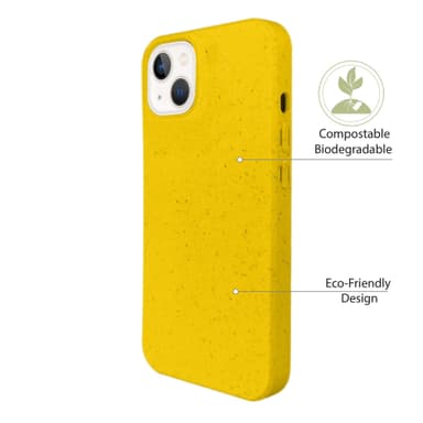 Ympäristöystävällinen Aitoa nahkaa iPhone 13 Kotelo - Yellow