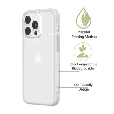 Ympäristöystävällinen Aitoa nahkaa iPhone 13 Pro Max Kotelo - Clear/White