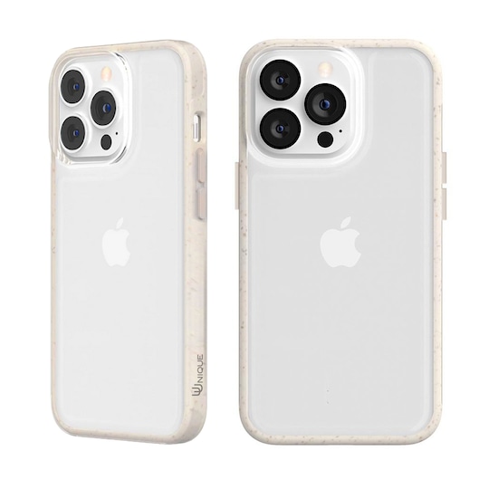 Ympäristöystävällinen Aitoa nahkaa iPhone 13 Pro Max Kotelo - Clear/White