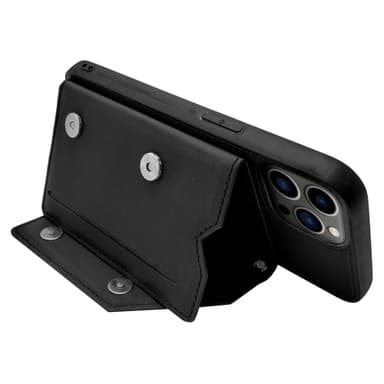 Vegaaninen nahkainen iPhone 13 Pro Max -lompakkokotelo - musta