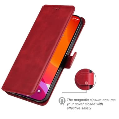 SKALO iPhone 13 Pro Max Classic Lompakkokotelo - Punainen