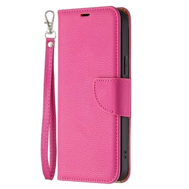SKALO iPhone 13 Pro Max Premium Litchi Lompakkokotelo - Cerise