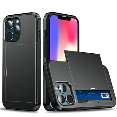 SKALO iPhone 13 Armor Suojakuori korttikotelo - Musta