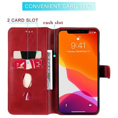 SKALO iPhone 13 Pro Max Classic Lompakkokotelo - Punainen