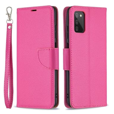 SKALO Samsung A02s / A03s Premium Litchi Lompakkokotelo - Cerise