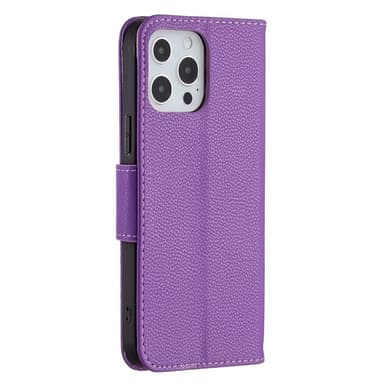 SKALO iPhone 13 Pro Max Premium Litchi Lompakkokotelo - Violetti