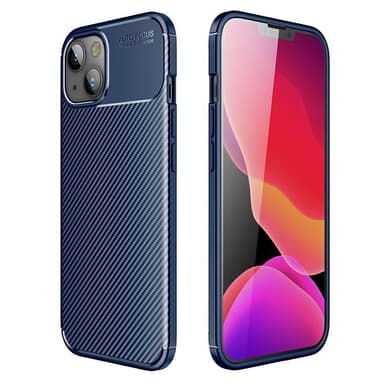 SKALO iPhone 13 Carbon Fiber TPU-suojakuori - Sininen