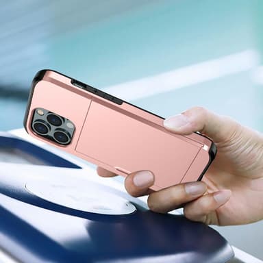 SKALO iPhone 13 Mini Armor Suojakuori korttikotelo - Ruusukulta