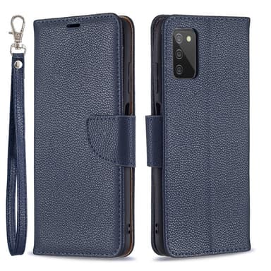 SKALO Samsung A02s / A03s Premium Litchi Lompakkokotelo - Sininen