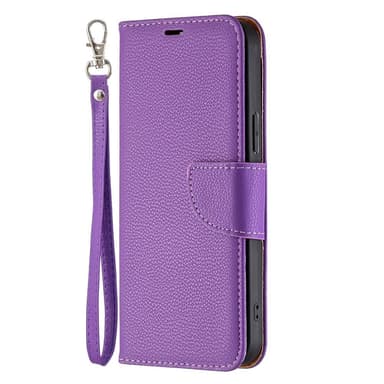 SKALO iPhone 13 Pro Max Premium Litchi Lompakkokotelo - Violetti