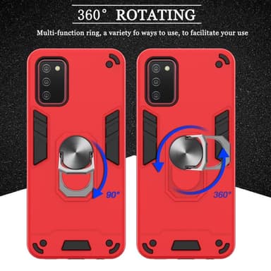 SKALO Samsung A02s / A03s Armor Hybridi metallirengas kuori - Punainen