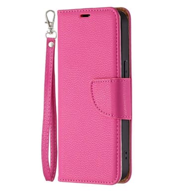 SKALO iPhone 13 Pro Premium Litchi Lompakkokotelo - Cerise