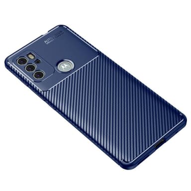 SKALO Moto G60S Carbon Fiber TPU-suojakuori - Sininen