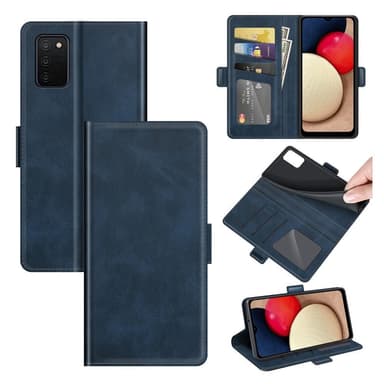 SKALO Samsung A02s / A03s Premium Wallet Lompakkokotelo - Sininen