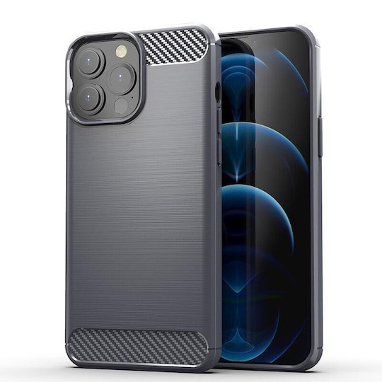 SKALO iPhone 13 Pro Max Armor Carbon Iskunkestävä TPU suojakuori - Harmaa