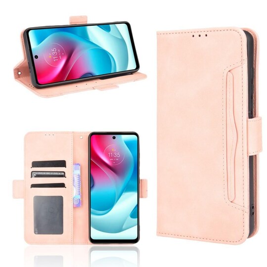 SKALO Moto G60S 6-lokeroa Lompakkokotelo - Pinkki