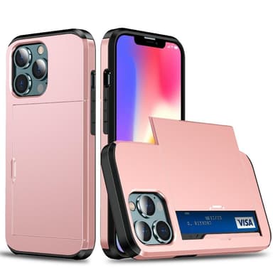 SKALO iPhone 13 Mini Armor Suojakuori korttikotelo - Ruusukulta