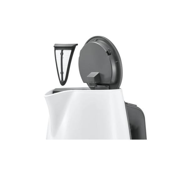 Bosch TWK6A011 Standard vedenkeitin, ruostumaton teräs, valkoinen, 2400 W, 360° pyörivä pohja, 1,7 L