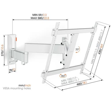 Vogels COMFORT Full Motion+ TV seinäteline TVM3445 (valkoinen)