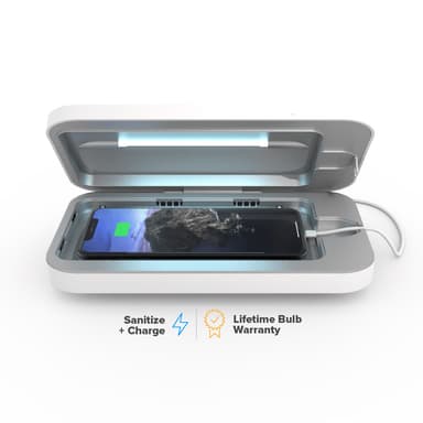 PhoneSoap 3 puhelimen desinfiointilaite ja laturi (valkoinen)