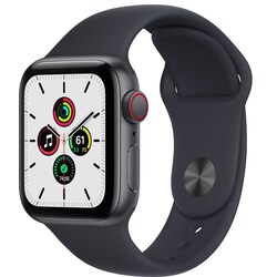Apple Watch SE 44mm GPS+Cellular (harmaa/musta urheiluranneke)