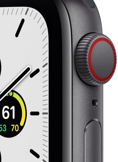Apple Watch SE 44 mm LTE (harmaa alu./keskiyö sport-ranneke)