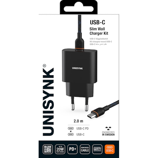 Unisynk USB-C Slim laturi (musta)