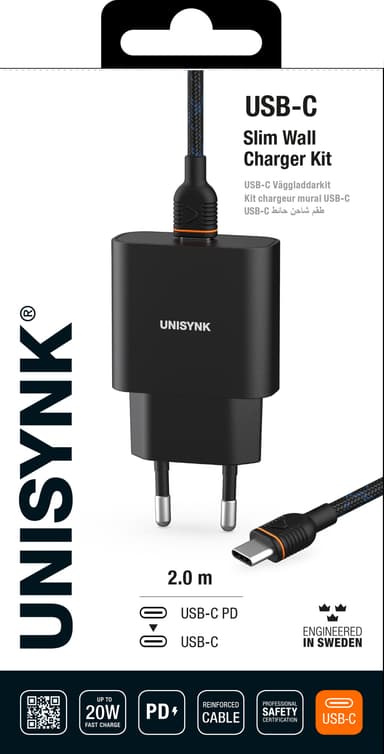 Unisynk USB-C Slim laturi (musta)