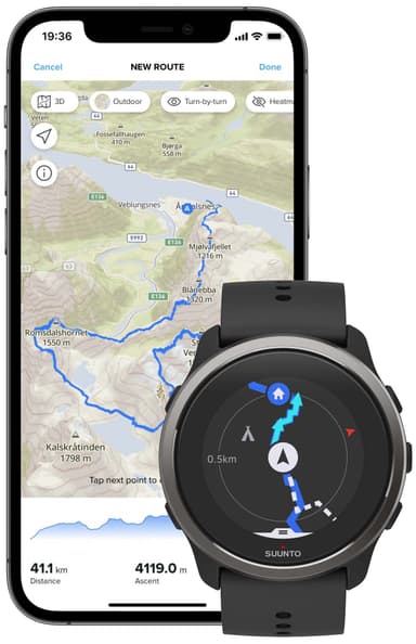 Suunto 5 Peak urheilukello, 43 mm (musta)