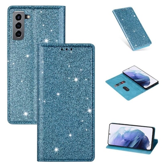 Glitter Smart FlipCase Samsung Galaxy S22  - Vaaleansininen