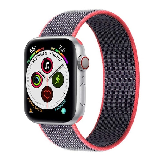 Nylonrannekoru Apple Watch 6 (40 mm) - sähköinen vaaleanpunainen