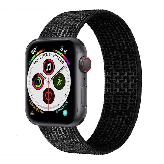 Apple Watch 6 (44 mm) nylonrannekoru - musta / valkoinen
