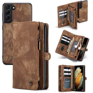 CaseMe Lompakkokotelo 11-kortti Samsung Galaxy S22  - ruskea