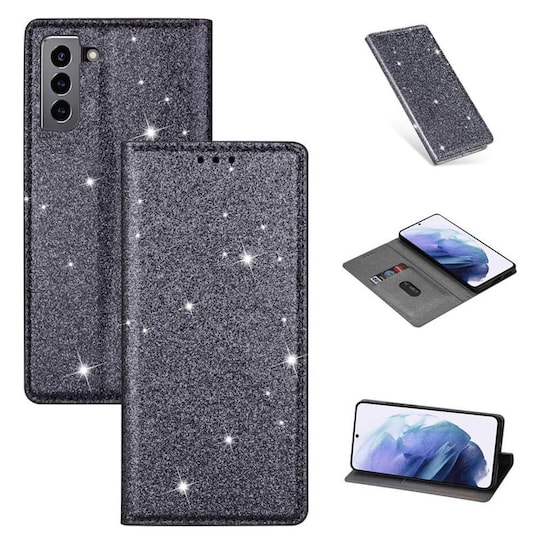 Glitter Smart FlipCase Samsung Galaxy S22 Plus  - harmaa