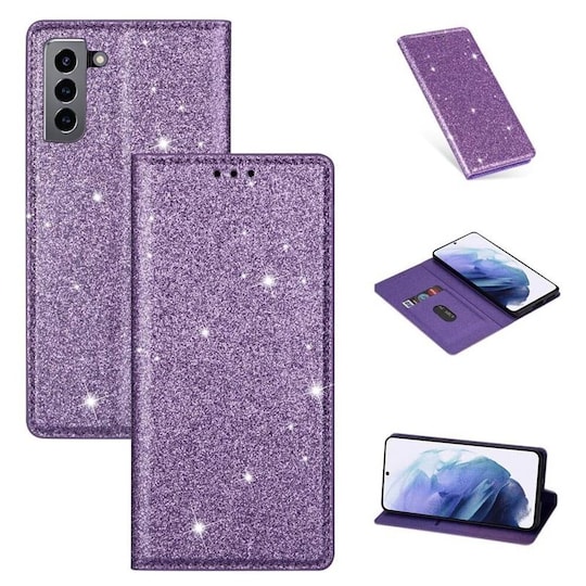 Glitter Smart FlipCase Samsung Galaxy S22 Plus  - violetti