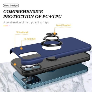 iPhone 13 Pro Max Sormirengas Sivutuen Hybridikotelo - Sininen