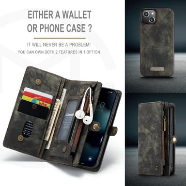 CASEME iPhone 13 Mini 2-in-1 Lompakon Puhelimen Kuori - Musta