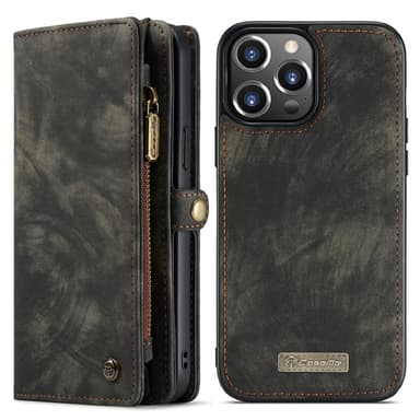 CASEME iPhone 13 Pro Max 2-in-1 lompakkopuhelimen kuori - musta