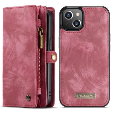 CASEME iPhone 13 2-in-1 Lompakon Puhelimen Kuori - Punainen