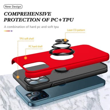 iPhone 13 Pro Max Sormirengas Sivutuen Hybridikotelo - Punainen