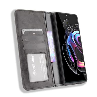 Wallet Stand Flip -puhelinkotelo Motorola Edge 20 Prolle - musta