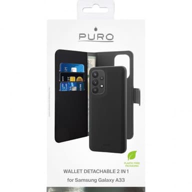 Samsung Galaxy A33 5G Kotelo 2 in 1 Wallet Case Musta
